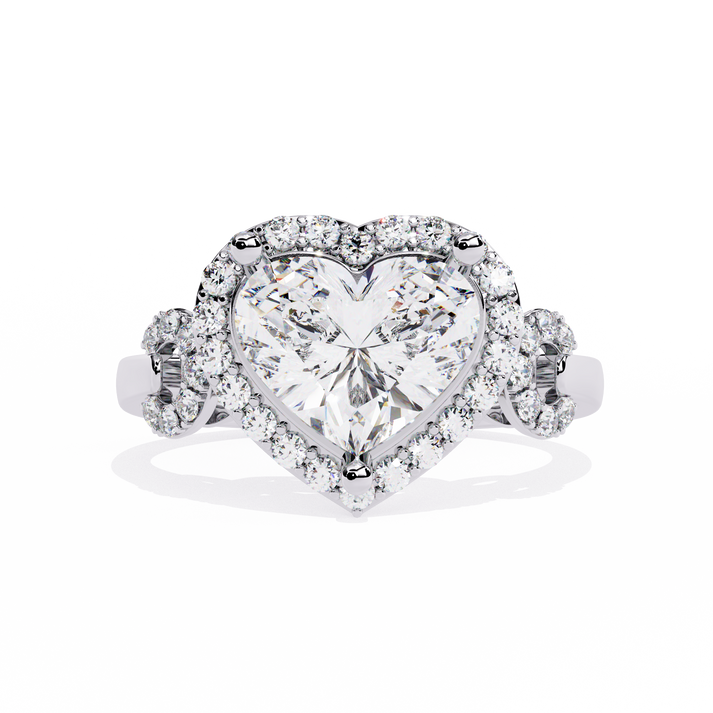lab grown diamond | moissanite Jewellery Coctail Heart Halo Lab Grown Diamond OR Moissanite Ring White Gold 14K by Rabbito Jewels