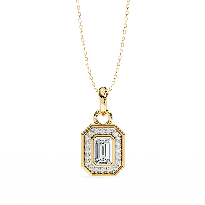 lab grown diamond | moissanite Jewellery Harmony Halo Lab Grown Diamond OR Moissanite Pendant Yellow Gold 18K by Rabbito Jewels