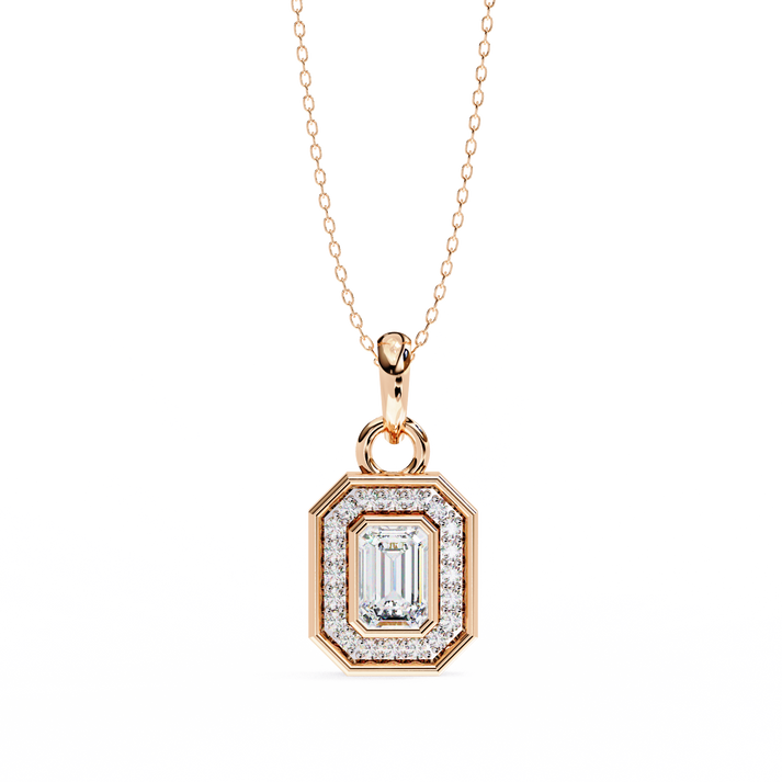 lab grown diamond | moissanite Jewellery Harmony Halo Lab Grown Diamond OR Moissanite Pendant Rose Gold 14K by Rabbito Jewels