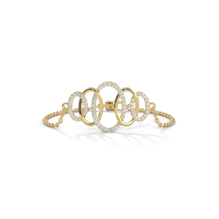 lab grown diamond | moissanite Jewellery Crystal Circular Lab Grown Diamond OR Moissanite Bracelet Yellow Gold 14K by Rabbito Jewels