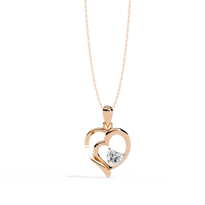 lab grown diamond | moissanite Jewellery Cubic Heart Lab Grown Diamond OR Moissanite Pendant Rose Gold 14K by Rabbito Jewels