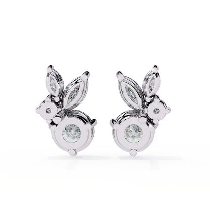 Stellar Symphony Rabbit Earrings lab grown diamond and moissanite diamond by Rabbito Jewels