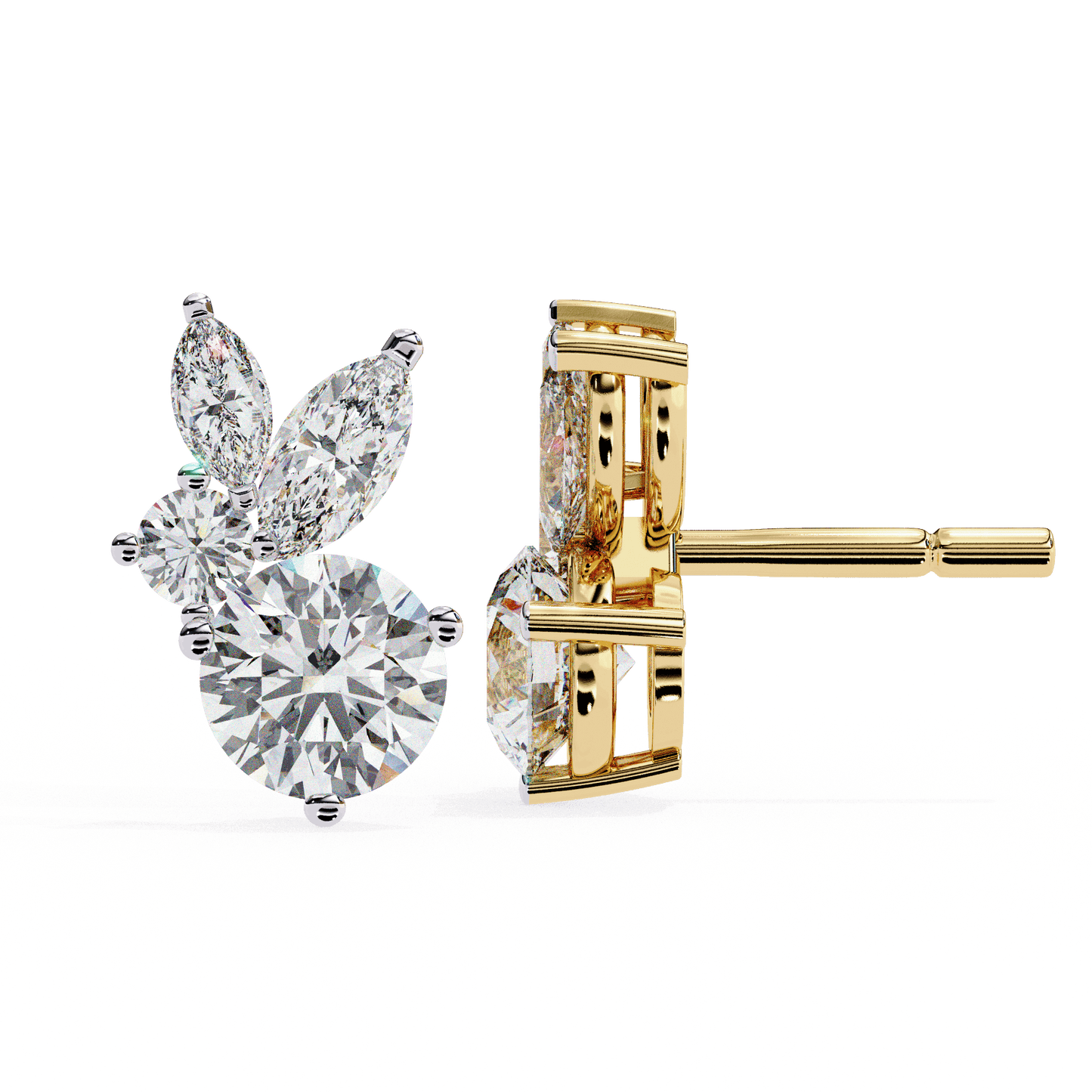Stellar Symphony Rabbit Earrings lab grown diamond and moissanite diamond by Rabbito Jewels