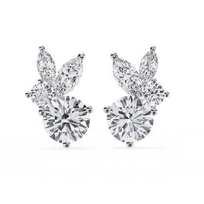 Stellar Symphony Rabbit Earrings White Gold 14K lab grown diamond and moissanite diamond by Rabbito Jewels