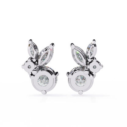 Stellar Symphony Rabbit Earrings lab grown diamond and moissanite diamond by Rabbito Jewels
