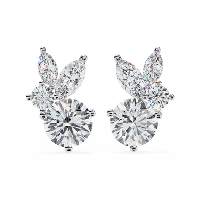 Stellar Symphony Rabbit Earrings Silver lab grown diamond and moissanite diamond by Rabbito Jewels