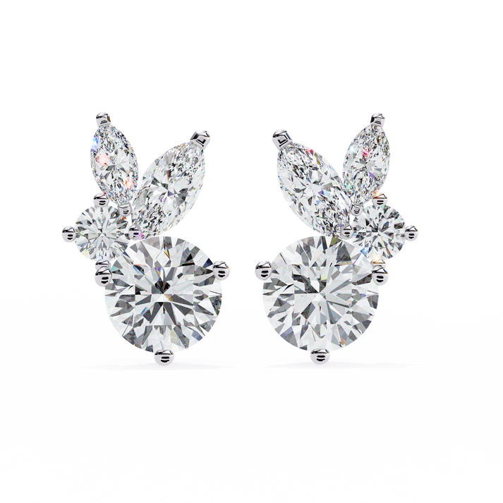 Stellar Symphony Rabbit Earrings Rose Gold 18K lab grown diamond and moissanite diamond by Rabbito Jewels