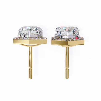 lab grown diamond | moissanite Jewellery Cosmic Cascade Lab Grown OR Moissanite Round Halo Earrings by Rabbito Jewels
