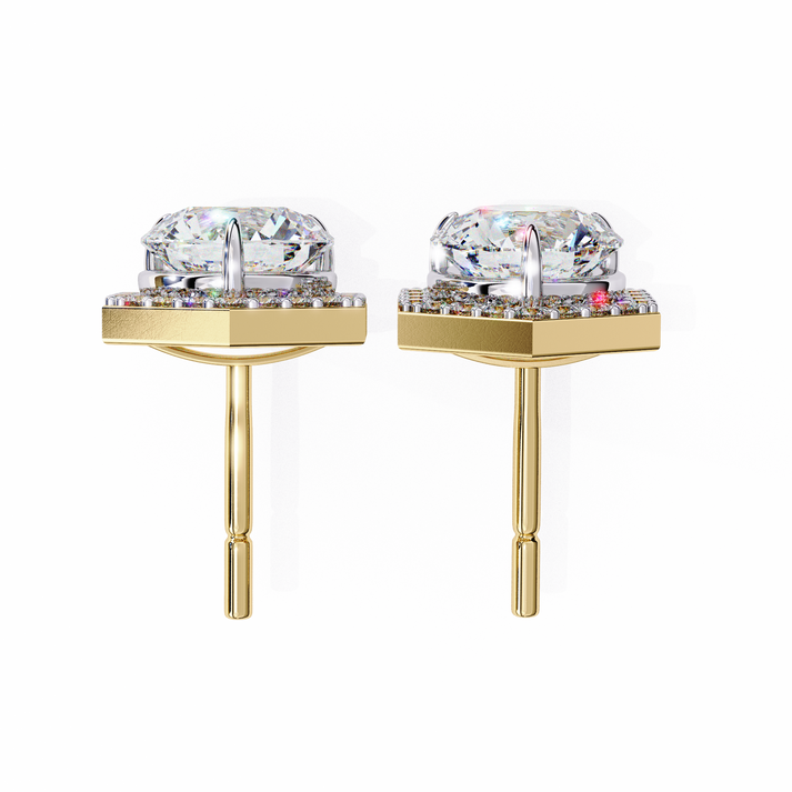 lab grown diamond | moissanite Jewellery Cosmic Cascade Lab Grown OR Moissanite Round Halo Earrings by Rabbito Jewels