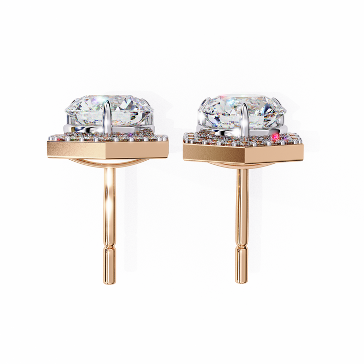 lab grown diamond | moissanite Jewellery Cosmic Cascade Lab Grown OR Moissanite Round Halo Earrings by Rabbito Jewels