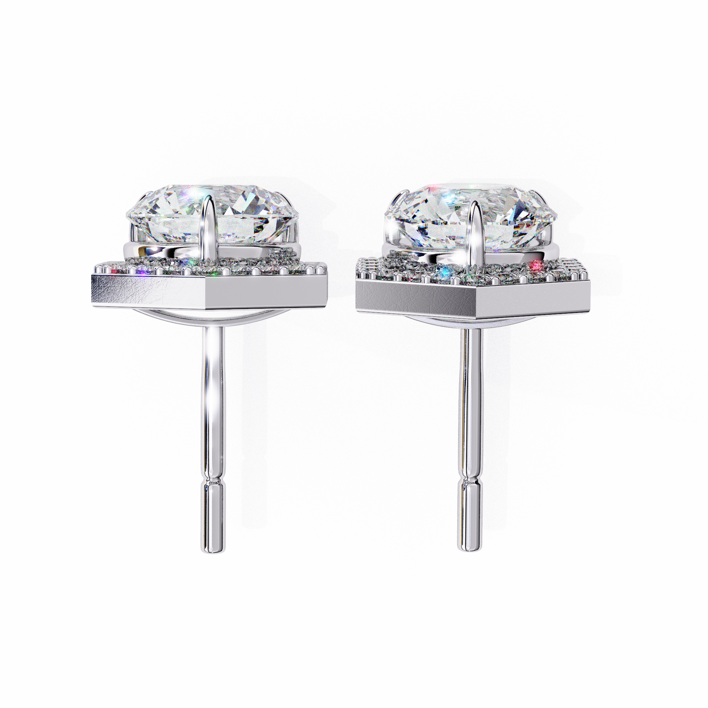 lab grown diamond | moissanite Jewellery Cosmic Cascade Lab Grown OR Moissanite Round Halo Earrings by Rabbito Jewels