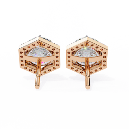 lab grown diamond | moissanite Jewellery Cosmic Cascade Lab Grown OR Moissanite Round Halo Earrings by Rabbito Jewels