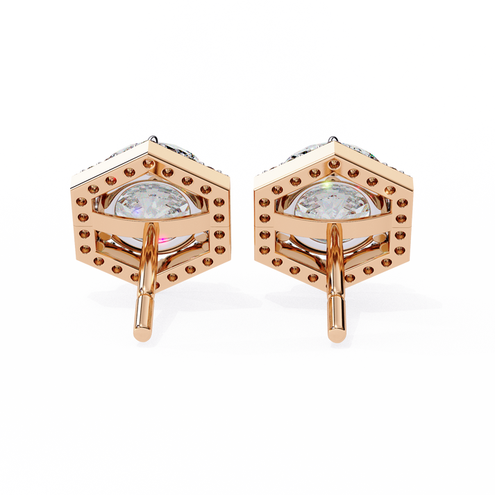 lab grown diamond | moissanite Jewellery Cosmic Cascade Lab Grown OR Moissanite Round Halo Earrings by Rabbito Jewels