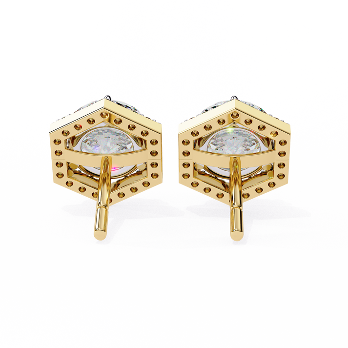 lab grown diamond | moissanite Jewellery Cosmic Cascade Lab Grown OR Moissanite Round Halo Earrings by Rabbito Jewels