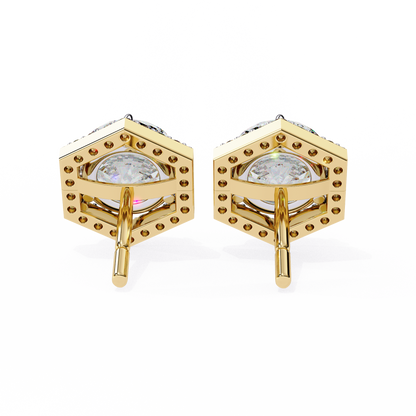 lab grown diamond | moissanite Jewellery Cosmic Cascade Lab Grown OR Moissanite Round Halo Earrings by Rabbito Jewels
