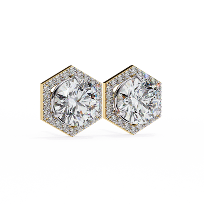 lab grown diamond | moissanite Jewellery Cosmic Cascade Lab Grown OR Moissanite Round Halo Earrings by Rabbito Jewels