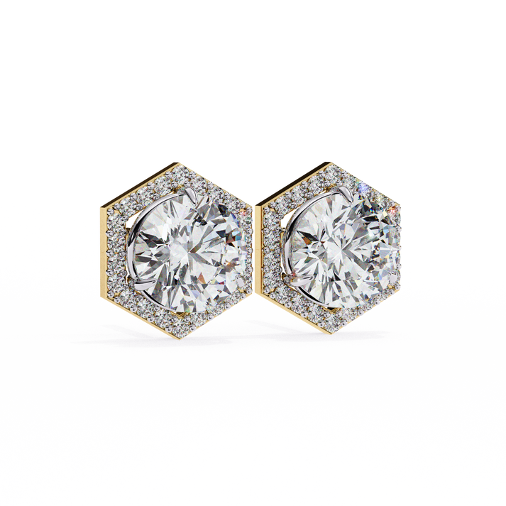 lab grown diamond | moissanite Jewellery Cosmic Cascade Lab Grown OR Moissanite Round Halo Earrings by Rabbito Jewels