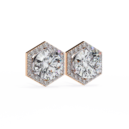 lab grown diamond | moissanite Jewellery Cosmic Cascade Lab Grown OR Moissanite Round Halo Earrings by Rabbito Jewels