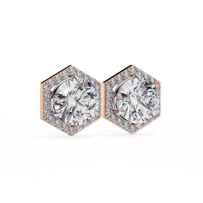 lab grown diamond | moissanite Jewellery Cosmic Cascade Lab Grown OR Moissanite Round Halo Earrings by Rabbito Jewels