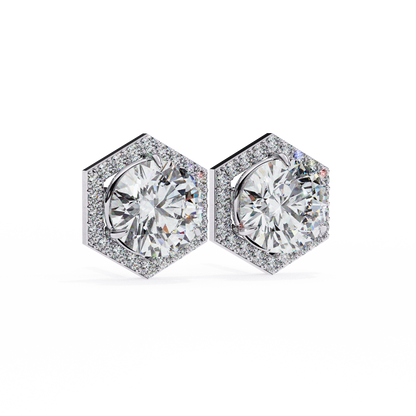 lab grown diamond | moissanite Jewellery Cosmic Cascade Lab Grown OR Moissanite Round Halo Earrings by Rabbito Jewels