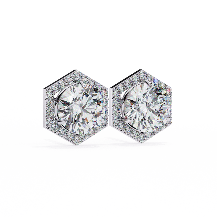 lab grown diamond | moissanite Jewellery Cosmic Cascade Lab Grown OR Moissanite Round Halo Earrings by Rabbito Jewels
