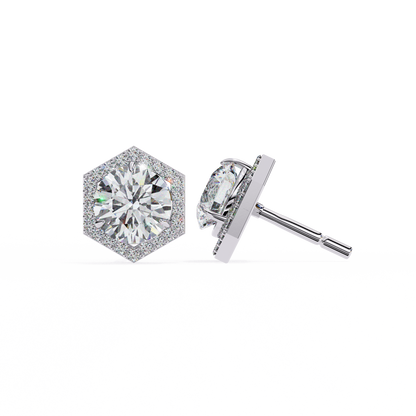 lab grown diamond | moissanite Jewellery Cosmic Cascade Lab Grown OR Moissanite Round Halo Earrings by Rabbito Jewels