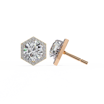 lab grown diamond | moissanite Jewellery Cosmic Cascade Lab Grown OR Moissanite Round Halo Earrings by Rabbito Jewels