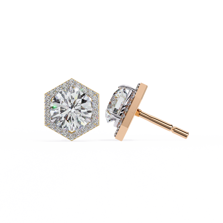 lab grown diamond | moissanite Jewellery Cosmic Cascade Lab Grown OR Moissanite Round Halo Earrings by Rabbito Jewels