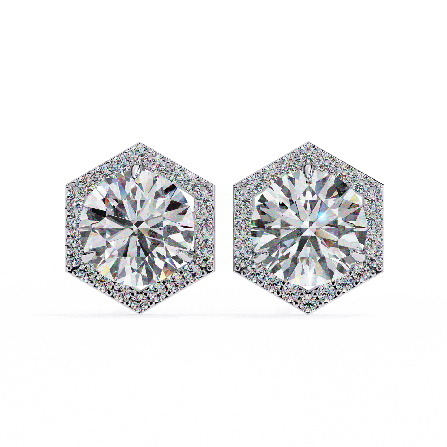 lab grown diamond | moissanite Jewellery Cosmic Cascade Lab Grown OR Moissanite Round Halo Earrings Silver by Rabbito Jewels