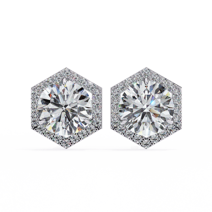 lab grown diamond | moissanite Jewellery Cosmic Cascade Lab Grown OR Moissanite Round Halo Earrings Silver by Rabbito Jewels
