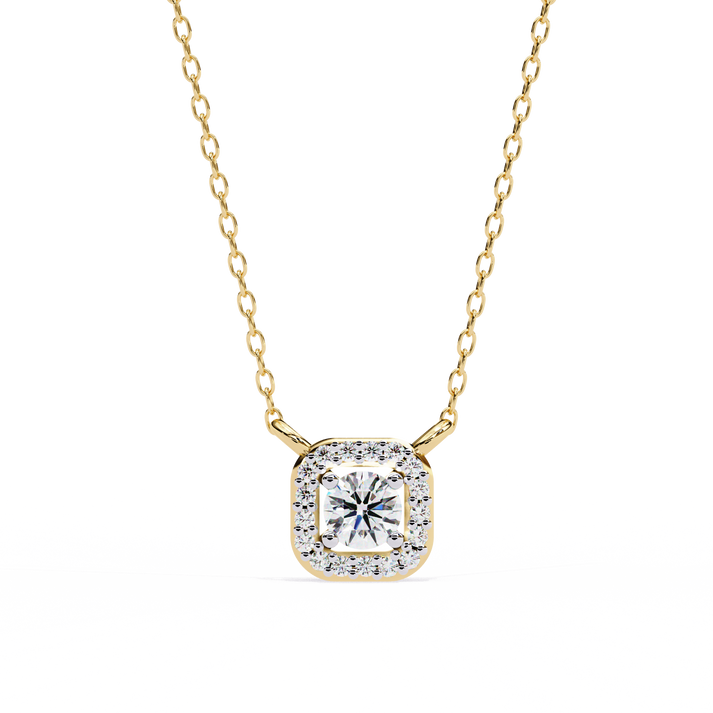 lab grown diamond | moissanite Jewellery Vivienne Halo Lab Grown Diamond OR Moissanite Pendant Yellow Gold 14K by Rabbito Jewels