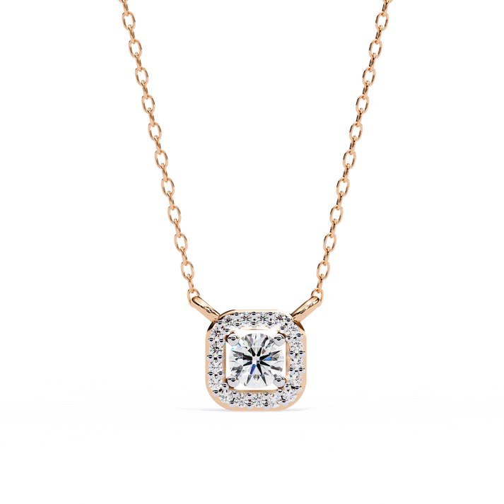 lab grown diamond | moissanite Jewellery Vivienne Halo Lab Grown Diamond OR Moissanite Pendant Rose Gold 18K by Rabbito Jewels