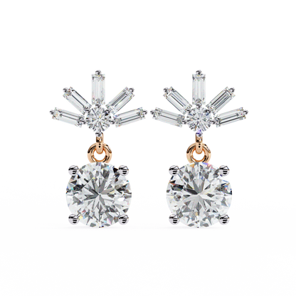 lab grown diamond | moissanite Jewellery Meteor Shine Lab Grown OR Moissanite Earrings Rose Gold 18K by Rabbito Jewels