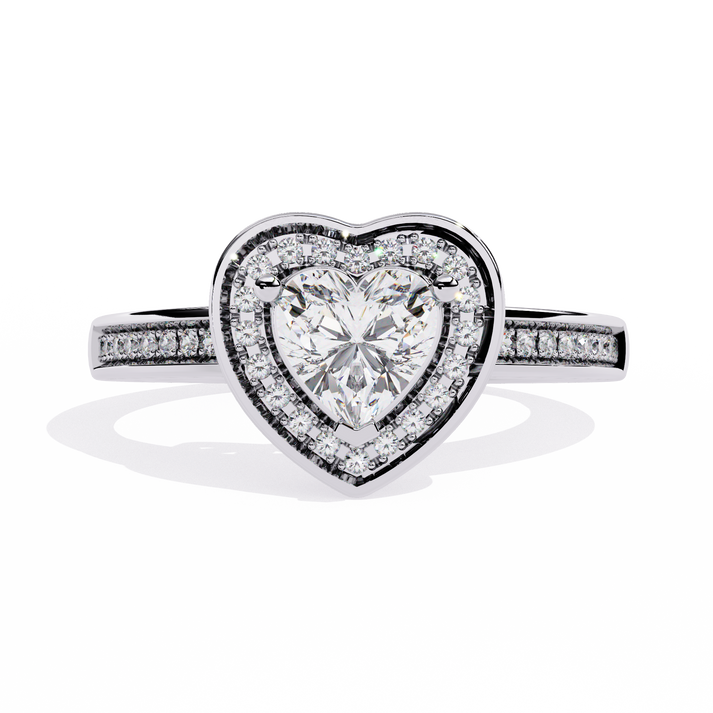 lab grown diamond | moissanite Jewellery Pave Set Heart Lab Grown Diamond OR Moissanite Ring Silver by Rabbito Jewels