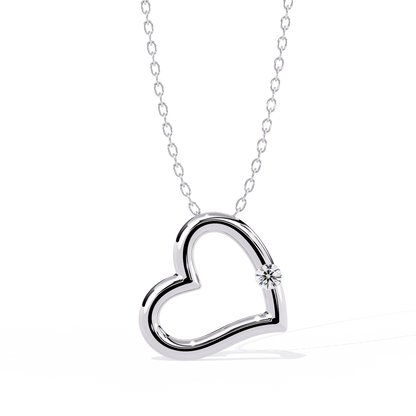 lab grown diamond | moissanite Jewellery Moon Heart Lab Grown Diamond OR Moissanite Pendant Silver by Rabbito Jewels