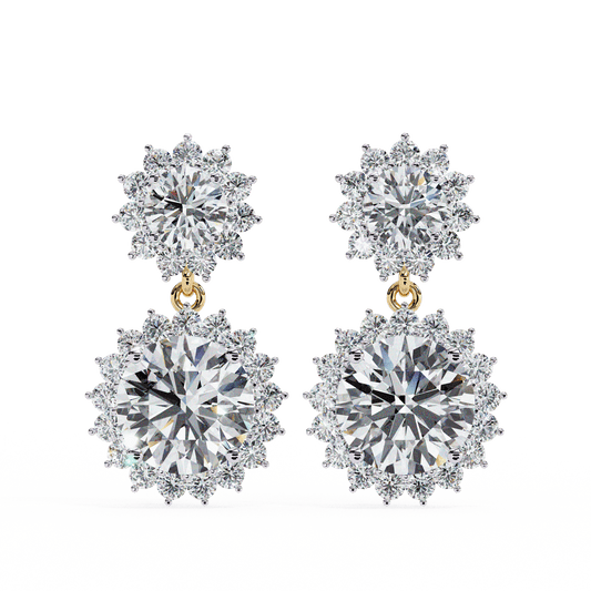 Solar Whisper Hola Dangle Earrings Yellow Gold 18K lab grown diamond and moissanite diamond by Rabbito Jewels