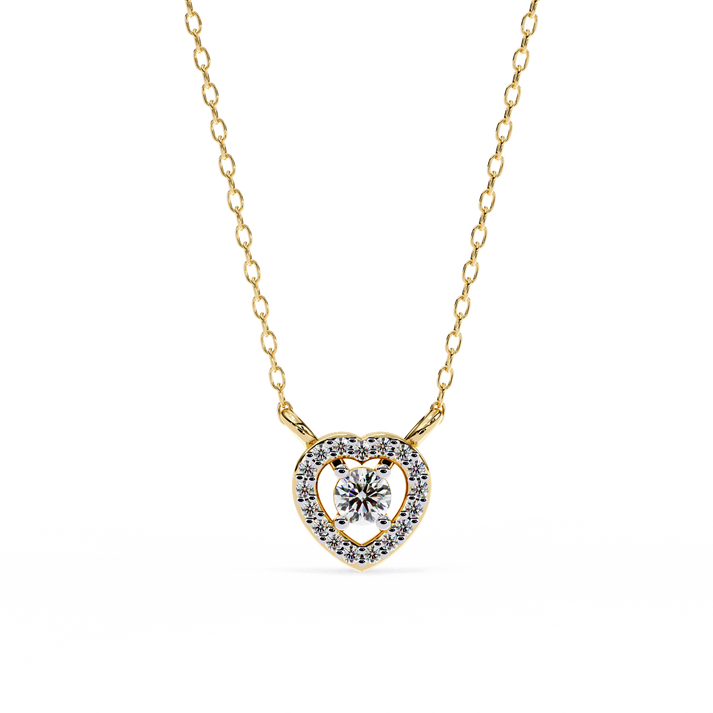 lab grown diamond | moissanite Jewellery Shine Pail Halo Heart Lab Grown Diamond OR Moissanite Pendant Yellow Gold 14K by Rabbito Jewels
