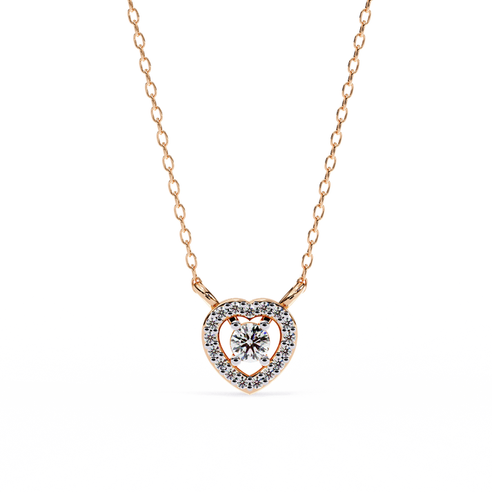 lab grown diamond | moissanite Jewellery Shine Pail Halo Heart Lab Grown Diamond OR Moissanite Pendant Rose Gold 14K by Rabbito Jewels