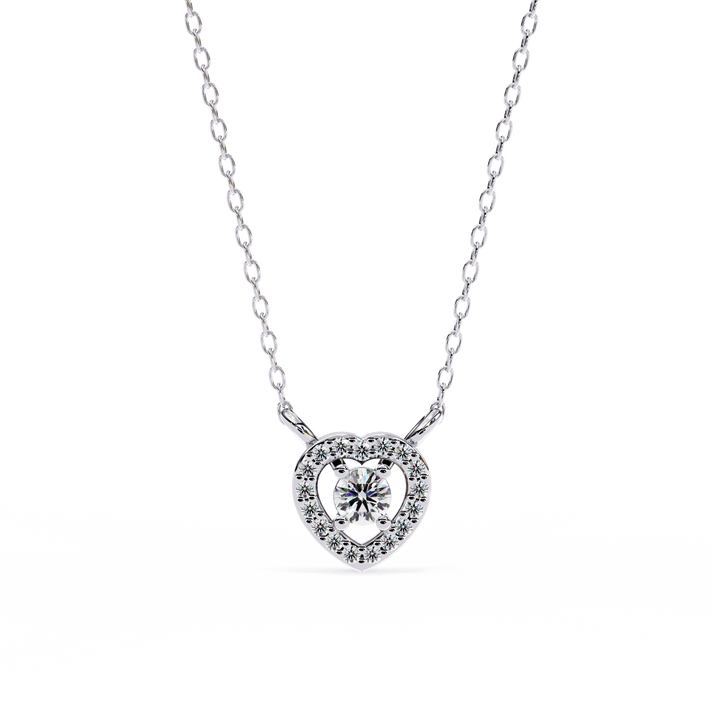 lab grown diamond | moissanite Jewellery Shine Pail Halo Heart Lab Grown Diamond OR Moissanite Pendant Silver by Rabbito Jewels