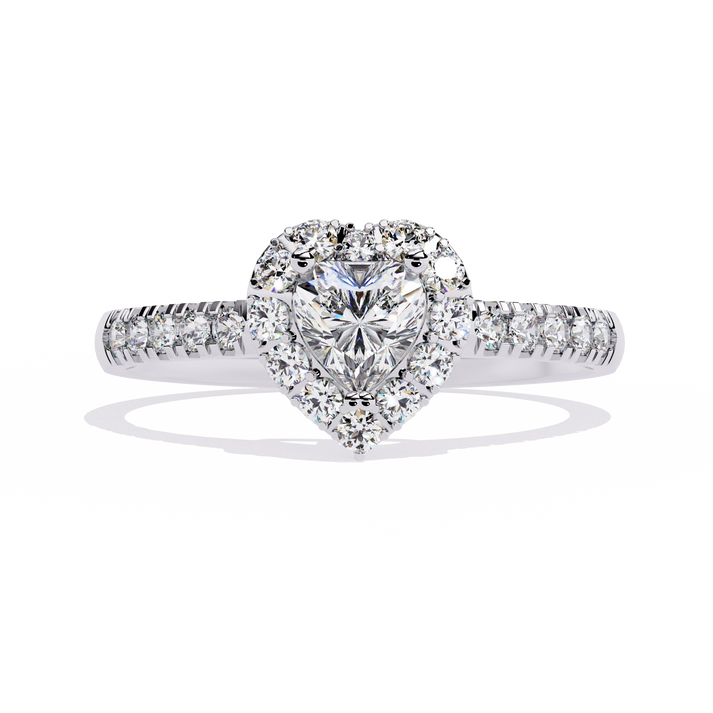 lab grown diamond | moissanite Jewellery Elle Classic Halo Lab Grown Diamond OR Moissanite Ring White Gold 18K by Rabbito Jewels