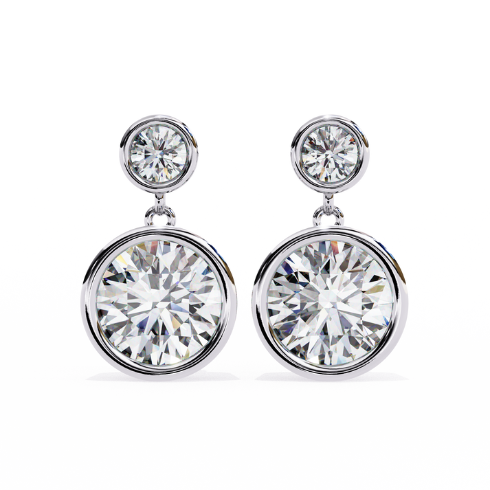 lab grown diamond | moissanite Jewellery Eclipse Elegance Lab Grown OR Moissanite Dangle Earrings White Gold 18K by Rabbito Jewels