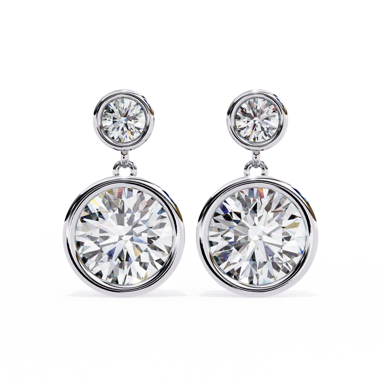 lab grown diamond | moissanite Jewellery Eclipse Elegance Lab Grown OR Moissanite Dangle Earrings White Gold 14K by Rabbito Jewels