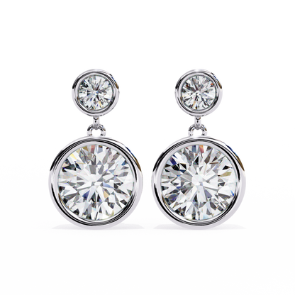 lab grown diamond | moissanite Jewellery Eclipse Elegance Lab Grown OR Moissanite Dangle Earrings White Gold 14K by Rabbito Jewels