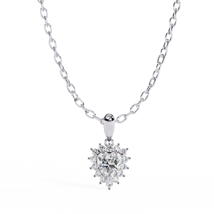 Shine Love Halo Pendant White Gold 18K lab grown diamond and moissanite diamond by Rabbito Jewels