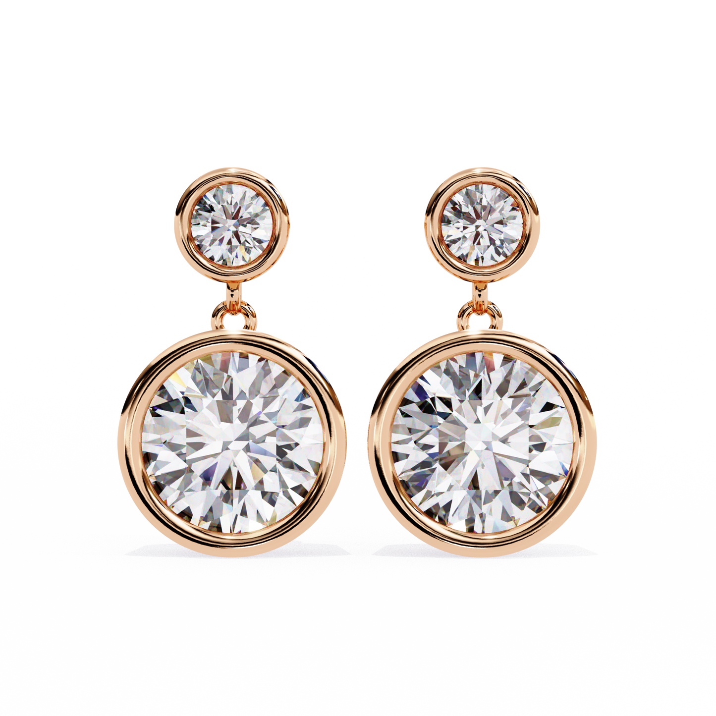 lab grown diamond | moissanite Jewellery Eclipse Elegance Lab Grown OR Moissanite Dangle Earrings Rose Gold 14K by Rabbito Jewels