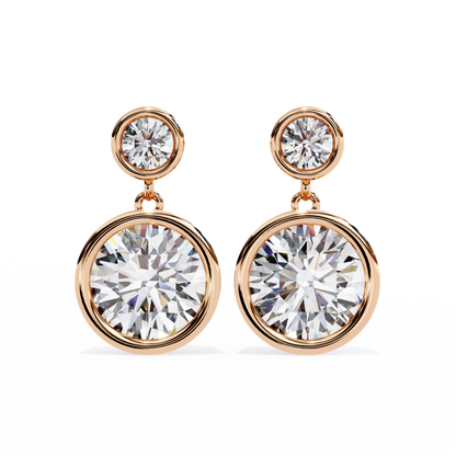 lab grown diamond | moissanite Jewellery Eclipse Elegance Lab Grown OR Moissanite Dangle Earrings Rose Gold 14K by Rabbito Jewels