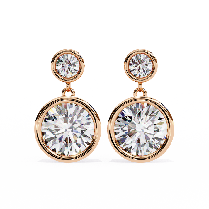 lab grown diamond | moissanite Jewellery Eclipse Elegance Lab Grown OR Moissanite Dangle Earrings Rose Gold 14K by Rabbito Jewels