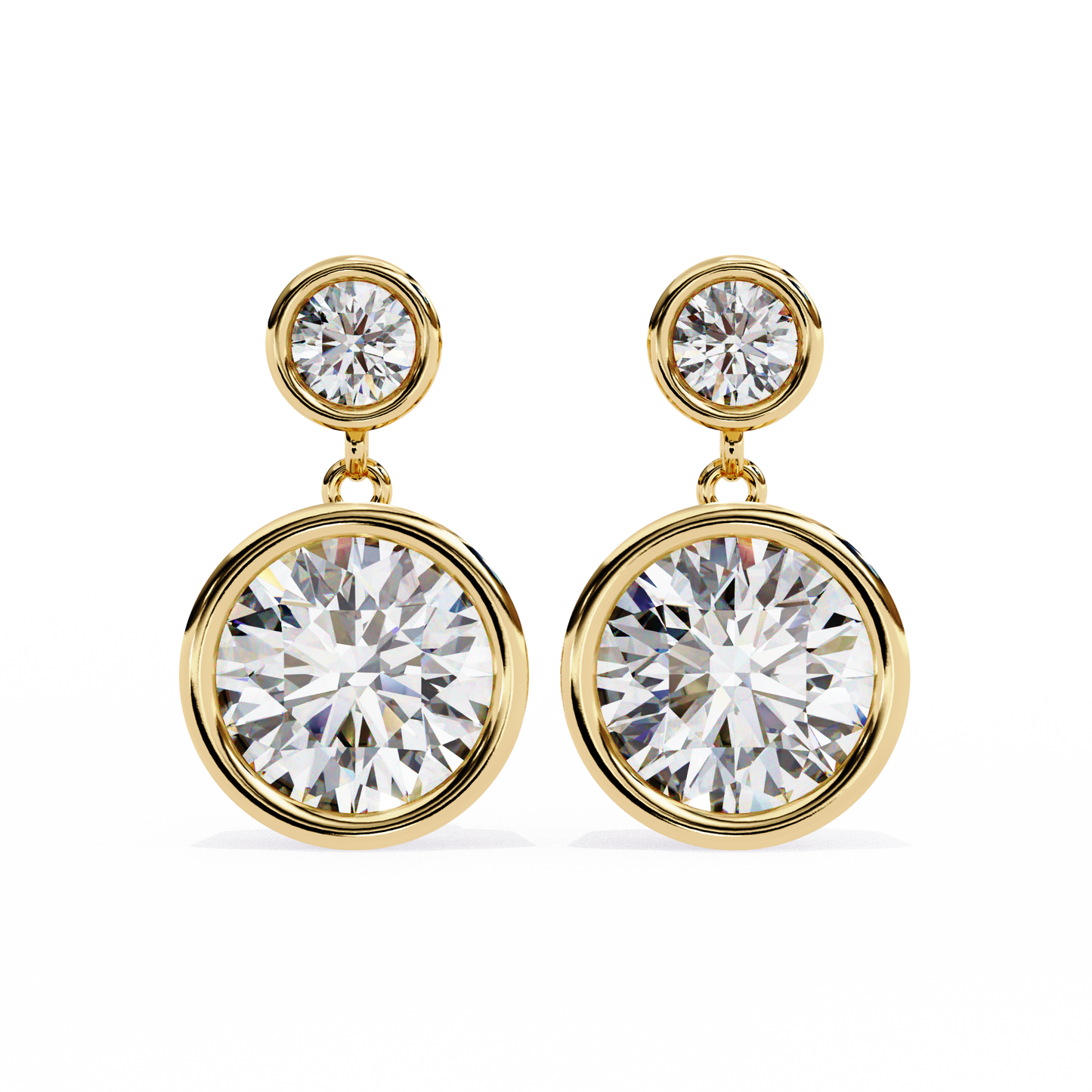 lab grown diamond | moissanite Jewellery Eclipse Elegance Lab Grown OR Moissanite Dangle Earrings Yellow Gold 14K by Rabbito Jewels