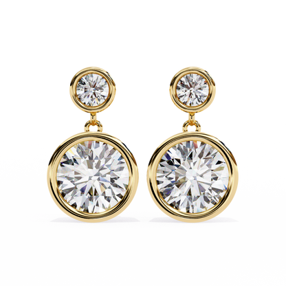 lab grown diamond | moissanite Jewellery Eclipse Elegance Lab Grown OR Moissanite Dangle Earrings Yellow Gold 14K by Rabbito Jewels