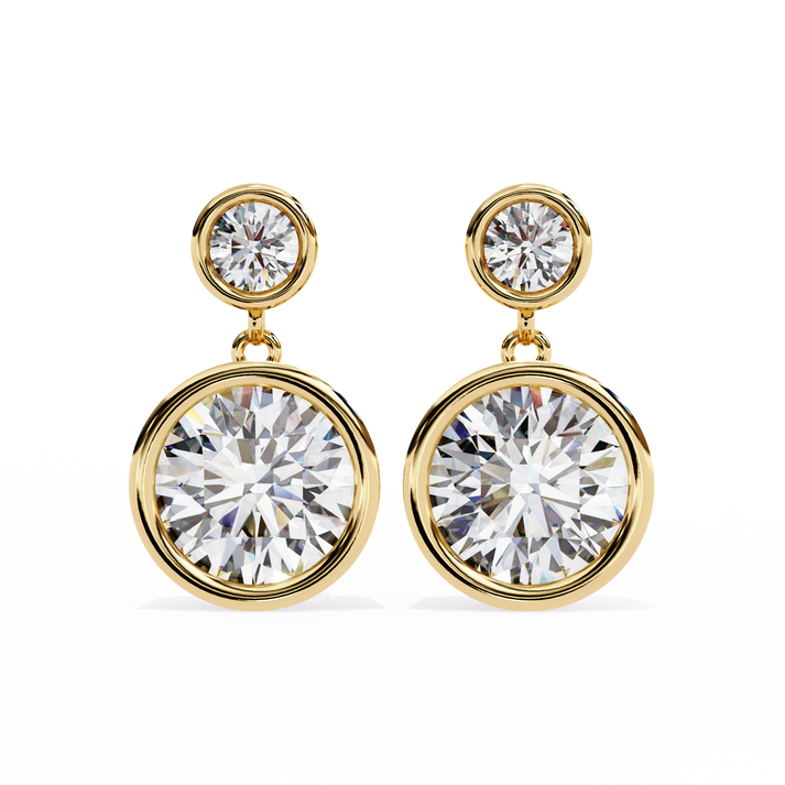 lab grown diamond | moissanite Jewellery Eclipse Elegance Lab Grown OR Moissanite Dangle Earrings Yellow Gold 14K by Rabbito Jewels